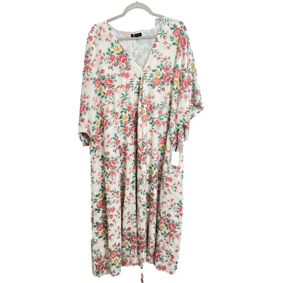 1.State Womens Plus Foral Front Tie Wrap Dress White 24W - Picture 3 of 5
